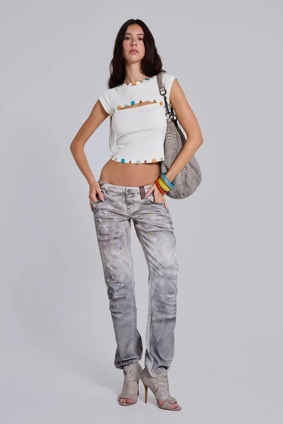 Rider-jeans met lage taille en rechte pijpen in Painter