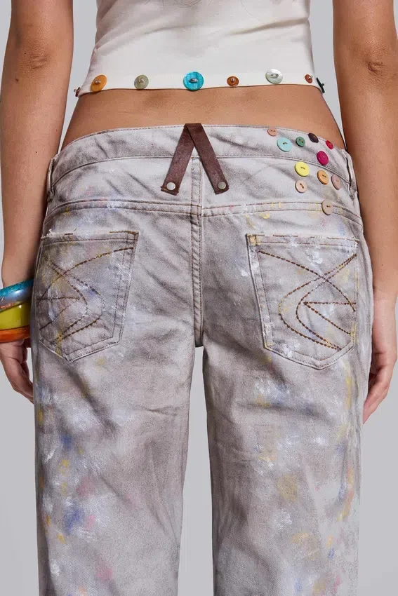 Rider-jeans met lage taille en rechte pijpen in Painter