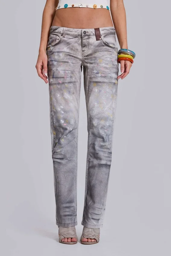 Rider-jeans met lage taille en rechte pijpen in Painter