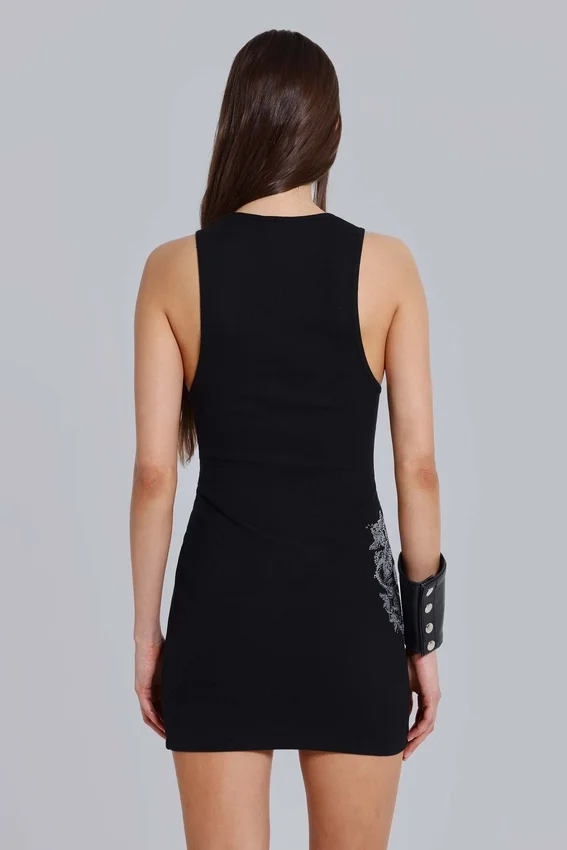 Rock Revival mini-jurk met strass Fleur de Lis-vest