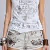 Rock Revival mini-short met studs in ‘dirty’-look