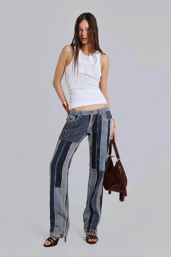 Rock Revival Patchwork Flag Rider-Jeans