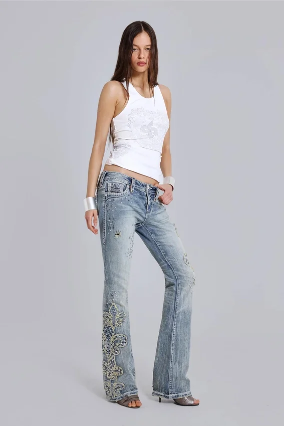 Rock Revival Rhinestone Fleur de Lis vesttop