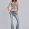 Rock Revival top met studs en Fleur de Lis-motief