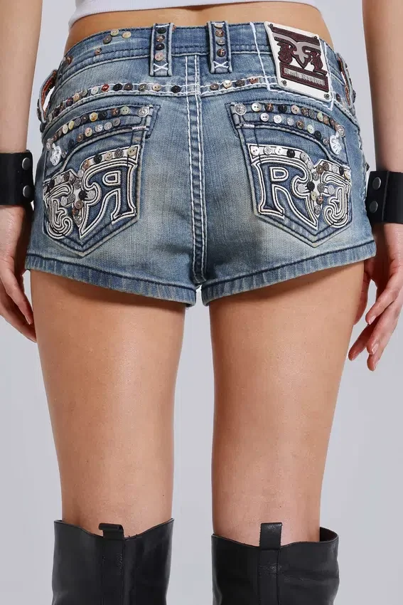Rock Revival versierde denim minishorts