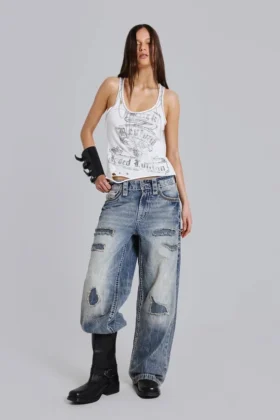 Rock Revival vest met kettingborduursel