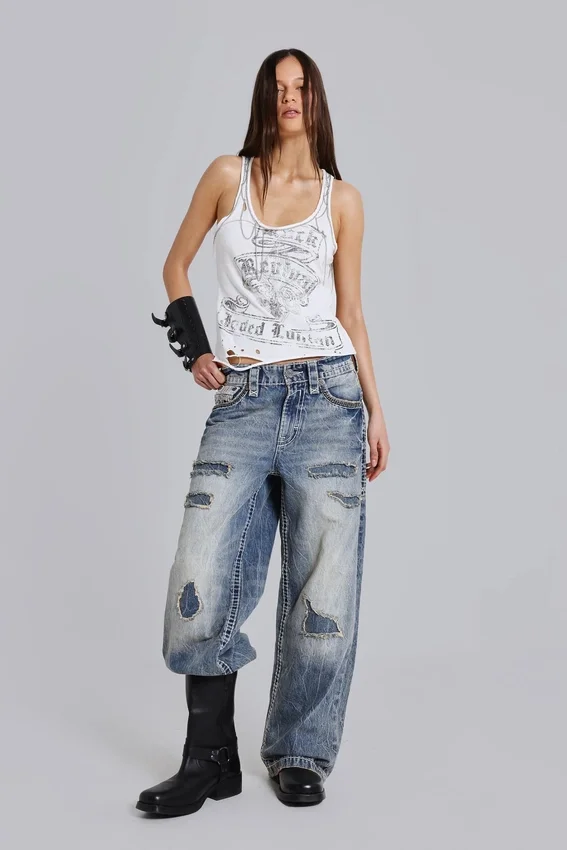 Rock Revival vest met kettingborduursel