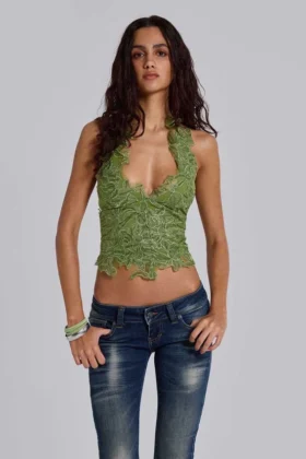 Roswen kanten corsettop in groen