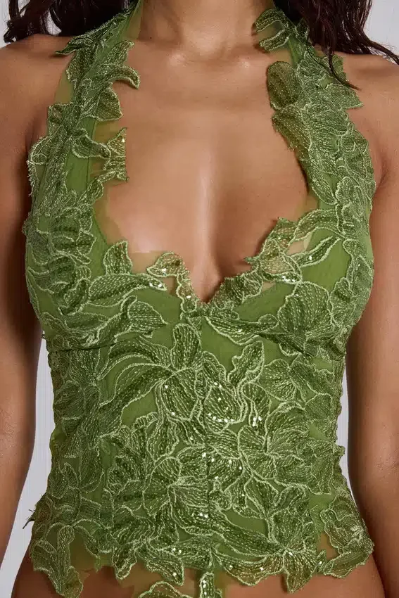 Roswen kanten corsettop in groen