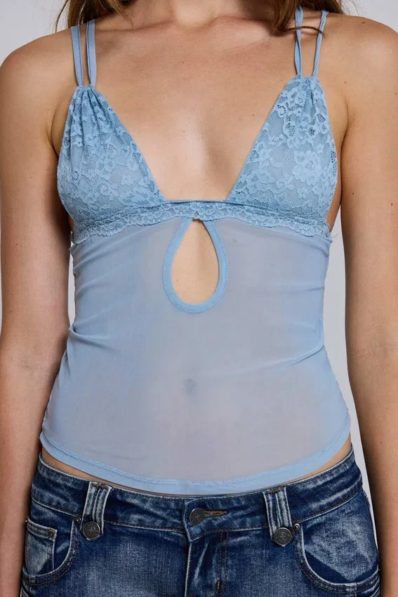 Roxxi kanten mesh-cami-top