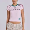 Roze No.13 voetbal-baby-T-shirt