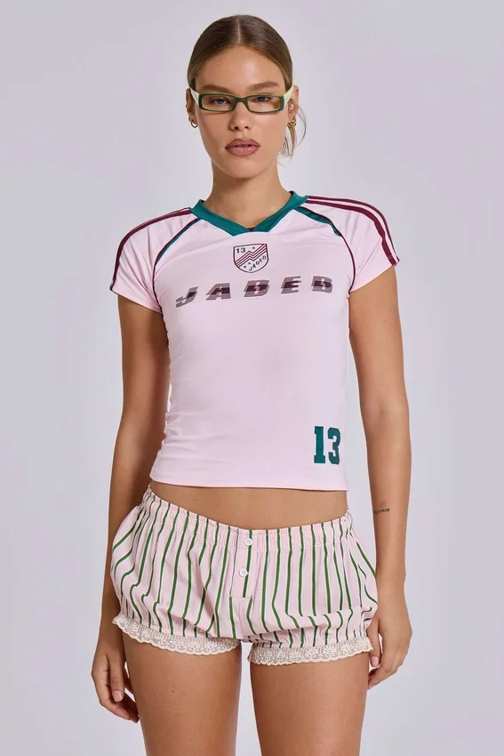 Roze No.13 voetbal-baby-T-shirt