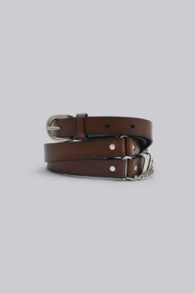 Saddle Skinny bruine leren riem