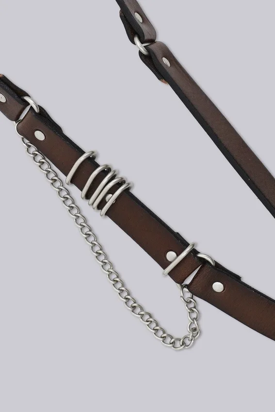 Saddle Skinny bruine leren riem