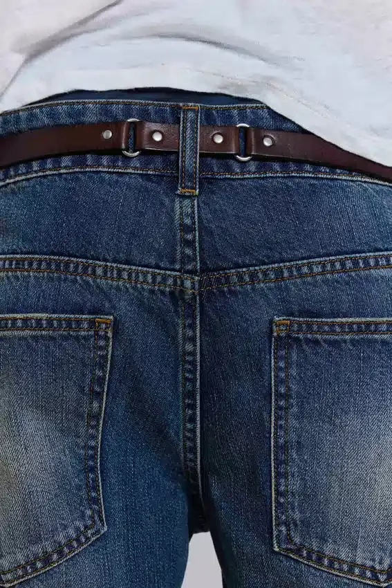 Saddle Skinny bruine leren riem