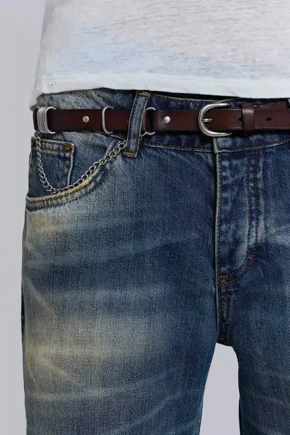 Saddle Skinny bruine leren riem