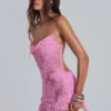 Shadea mini-jurk met kanten applicaties in roze