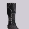 Shadow kniehoge laars met studs