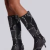Shadow kniehoge laars met studs