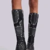 Shadow kniehoge laars met studs