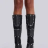 Shadow kniehoge laars met studs