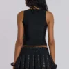 Onyx-plooirok met studs