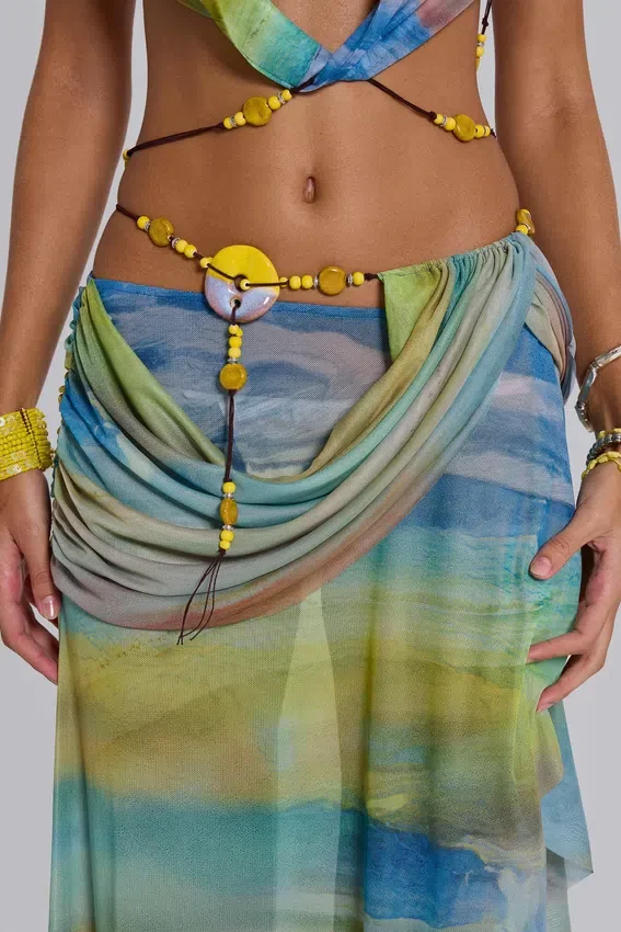 Soleila gedrapeerde maxi-rok