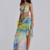 Soleila gedrapeerde maxi-rok