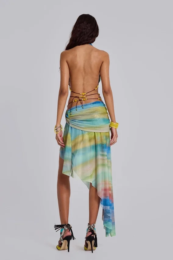 Soleila gedrapeerde maxi-rok