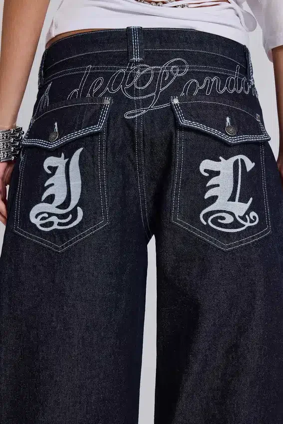 Sonic geborduurde baggy Jeans