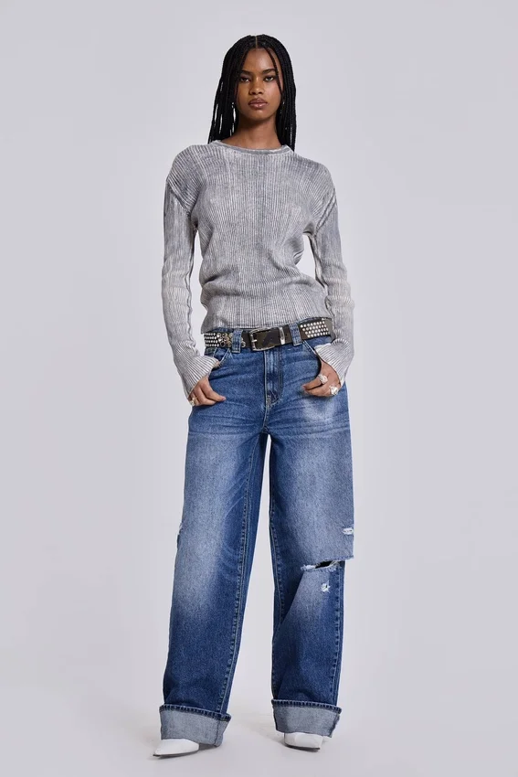 Sonic-Jeans in vintage blauwe wassing