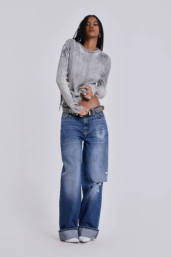 Sonic-Jeans in vintage blauwe wassing