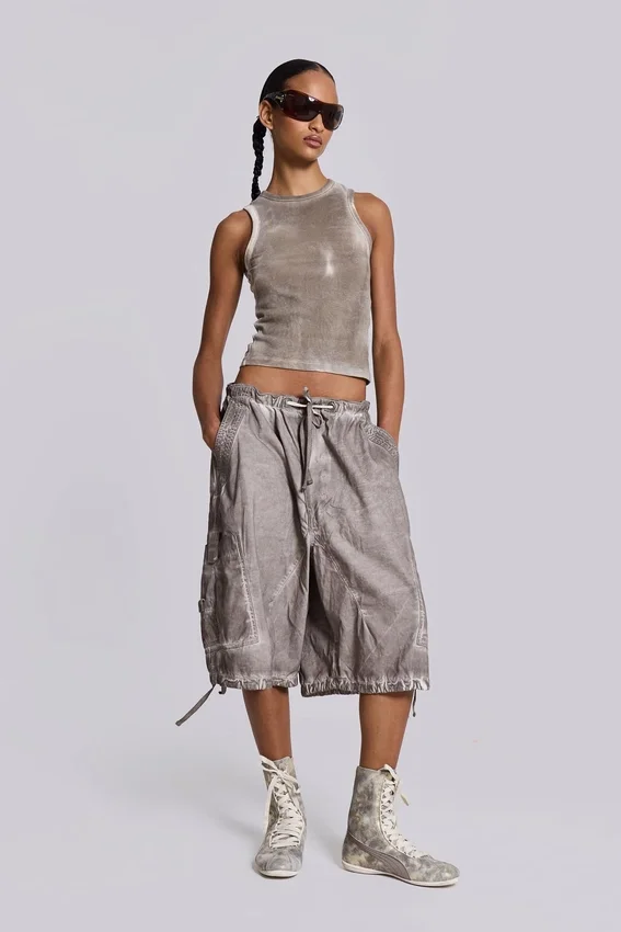 Stone Oil Wash parachute-short