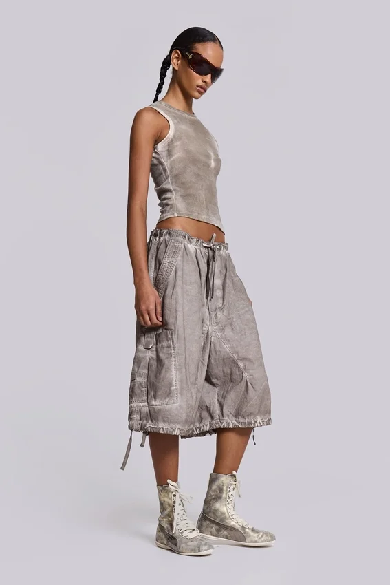 Stone Oil Wash parachute-short