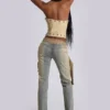 Strap Up-jeans met stonewash-effect