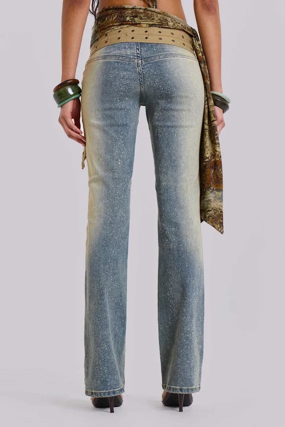 Strap Up-jeans met stonewash-effect