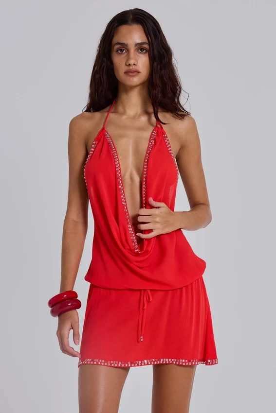 Tatiana mini-jurk met open rug