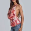 Tatiana rugloze top met strass