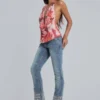 Tatiana rugloze top met strass