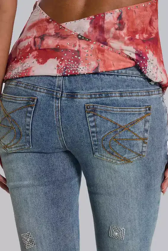 Tatiana rugloze top met strass