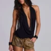 Tatiana rugloze top met studs in zwart