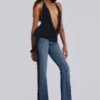 Tatiana rugloze top met studs in zwart