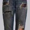 Tori versleten kanten bootcut-Jeans met lage taille