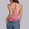 Tullia gestreepte jersey top met drapering