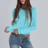 Turquoise Mist-top met lange mouwen