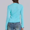 Turquoise Mist-top met lange mouwen