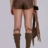 Vaca Whipstitch mini-short van imitatieleer in bruin