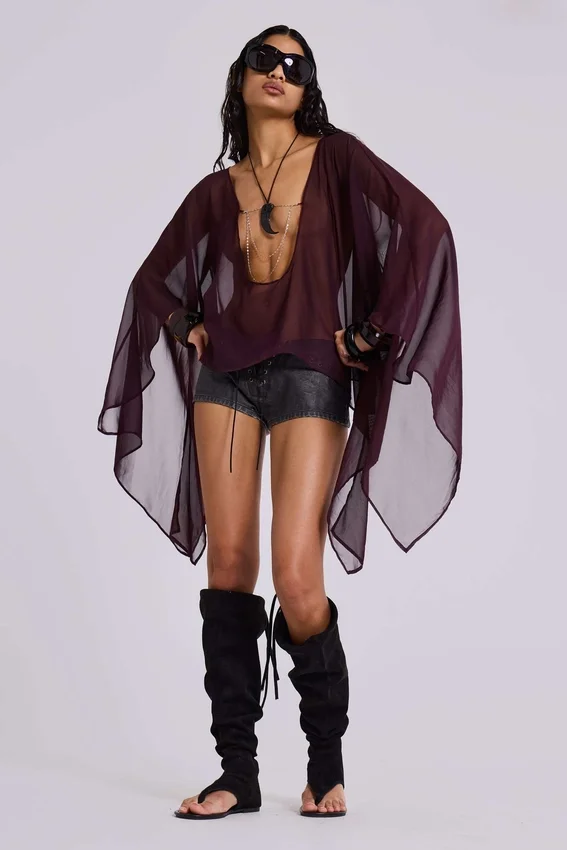Vaca Whipstitch minishort van imitatieleer in zwart