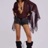 Vaca Whipstitch minishort van imitatieleer in zwart
