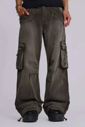 Verbleekte kaki Trooper-cargobroek